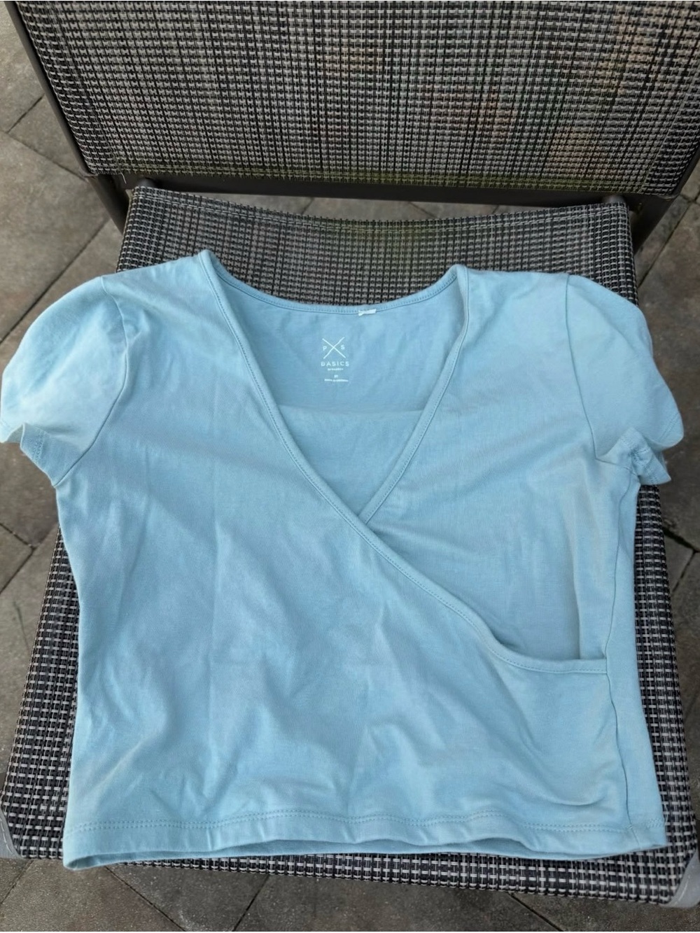 Pacsun Pale Blue Cropped Wrap-Front Tee
